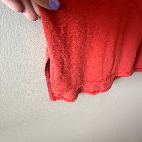 Women's XS Eileen Fisher Jersey Crew Neck Dress Burnt Red Stepped Hem Stretch - Picture 4 of 8